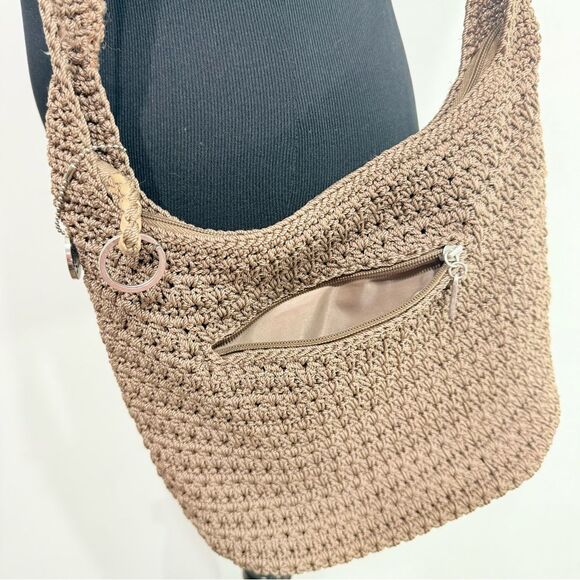 The Sak Taupe Tan Soft Crochet Knit Single Strap Crossbody Shoulder Bag - Picture 10 of 15